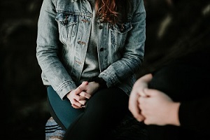 Two women talking